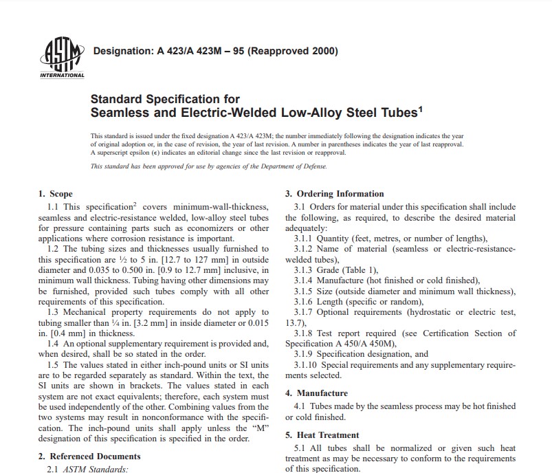 Astm A 423 A 423M – 95 (Reapproved 2000) Pdf free download