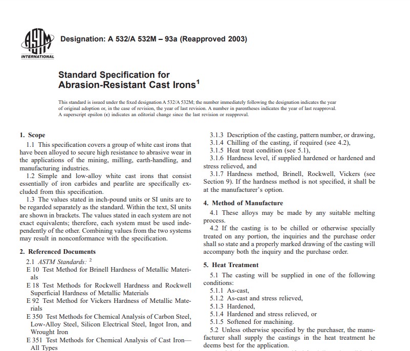 Astm A 532 A 532M – 93a (Reapproved 2003) Pdf free download