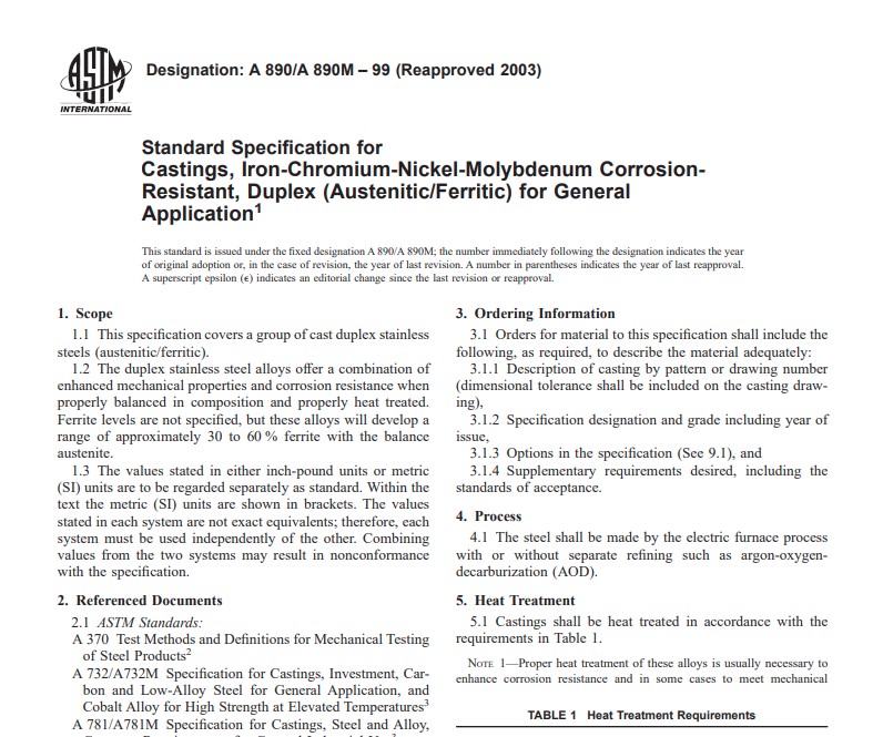 Astm A 890 A 890M – 99 (Reapproved 2003) Pdf free download